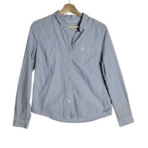Jack Wills Bluenand White Striped Button Front Shirt 100% Cotton Womans Size 8
